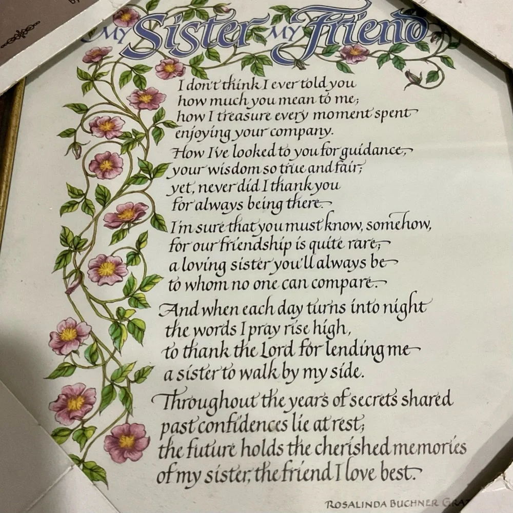 “Sister My Friend” framed wall hanging